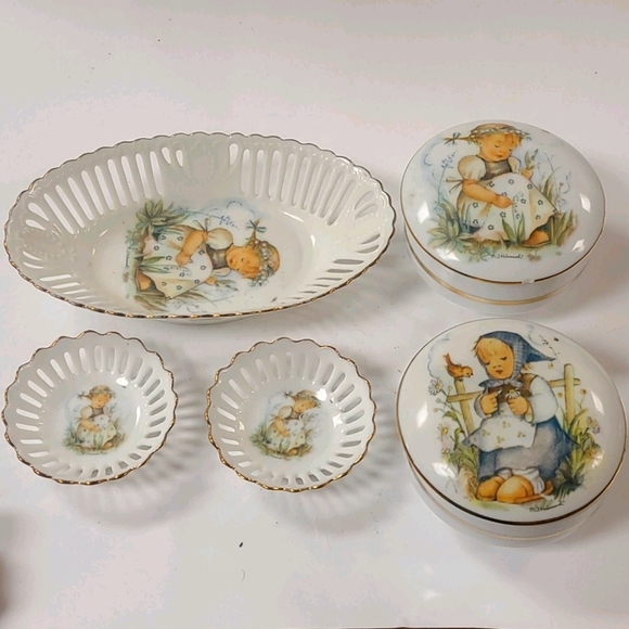 Vintage M J Hummel Trinket Boxs & decorative dishs